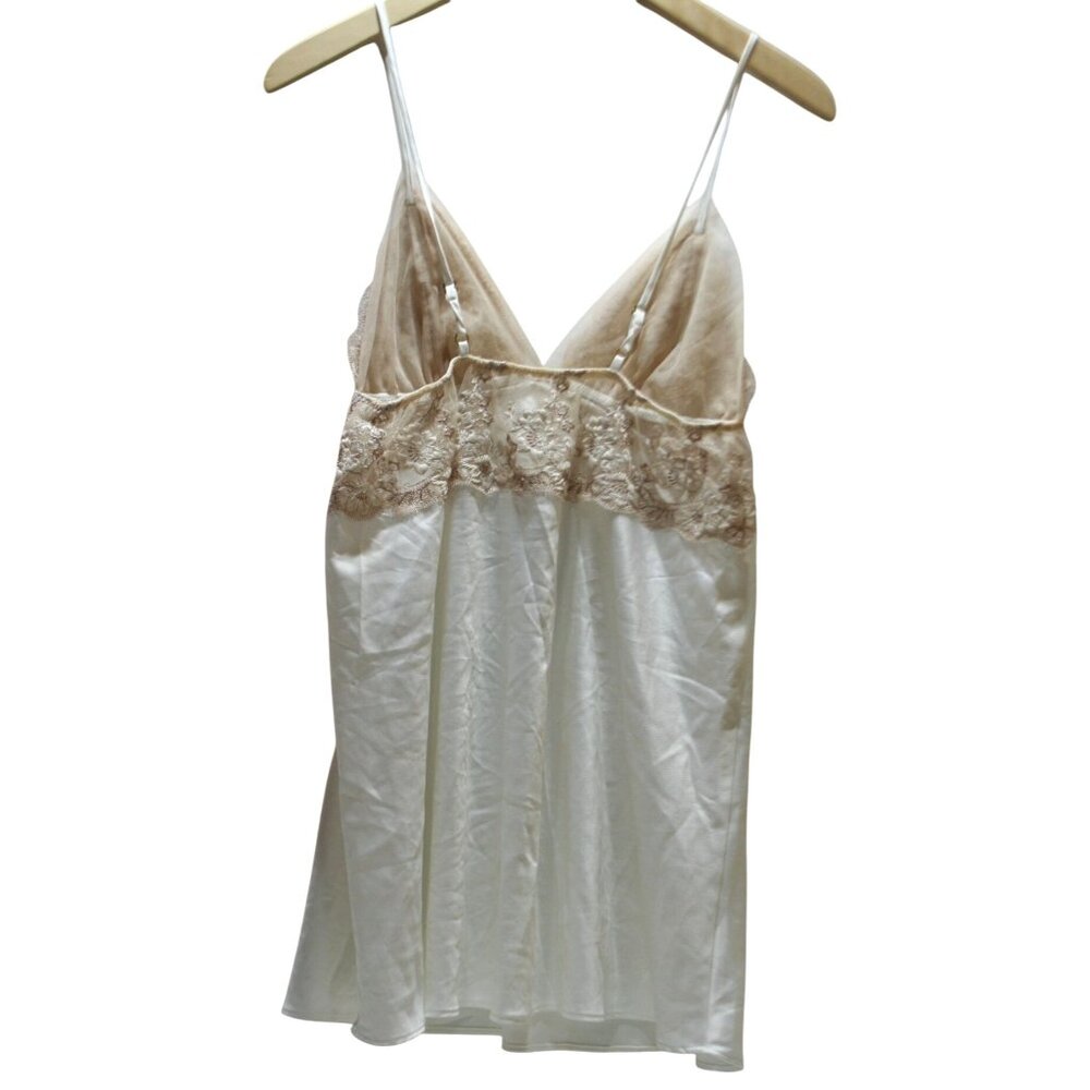 Flora Nikrooz Chemise White Gold Lace Womens‎ S Babydoll Camisole Bridal Wedding - Picture 2 of 4